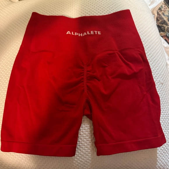 Alphalete Pants - Alphalete Red High-Rise Athletic Bike Shorts